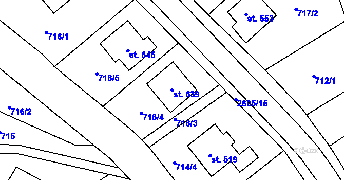 Parcela st. 639 v KÚ Břestek, Katastrální mapa