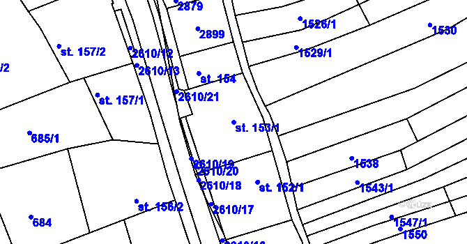 Parcela st. 153/1 v KÚ Břestek, Katastrální mapa