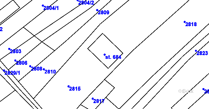 Parcela st. 684 v KÚ Břestek, Katastrální mapa