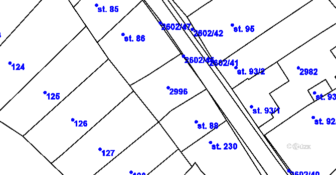 Parcela st. 2996 v KÚ Břestek, Katastrální mapa