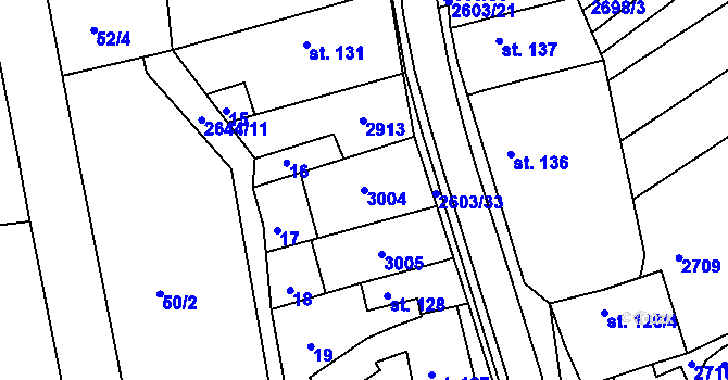 Parcela st. 3004 v KÚ Břestek, Katastrální mapa