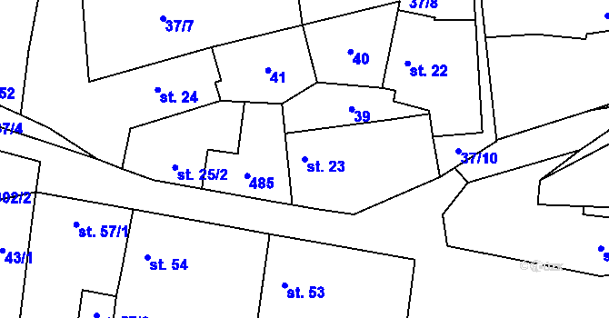Parcela st. 23 v KÚ Břešťany u Zlonic, Katastrální mapa