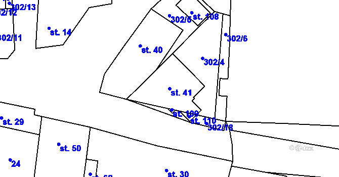 Parcela st. 41 v KÚ Břešťany u Zlonic, Katastrální mapa