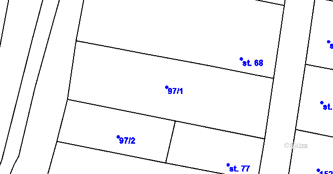 Parcela st. 97/1 v KÚ Břešťany u Zlonic, Katastrální mapa