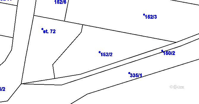 Parcela st. 152/2 v KÚ Břešťany u Zlonic, Katastrální mapa