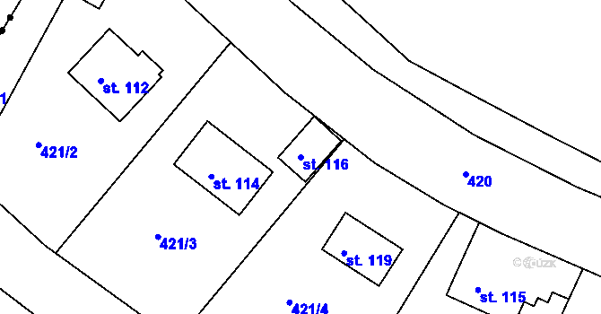 Parcela st. 116 v KÚ Břešťany u Zlonic, Katastrální mapa