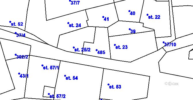 Parcela st. 485 v KÚ Břešťany u Zlonic, Katastrální mapa