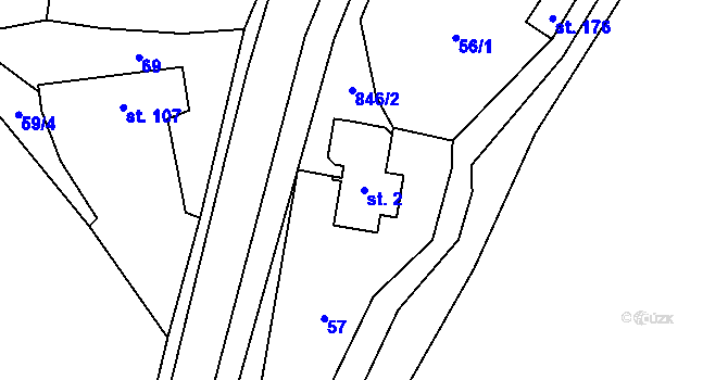 Parcela st. 2 v KÚ Břevenec, Katastrální mapa