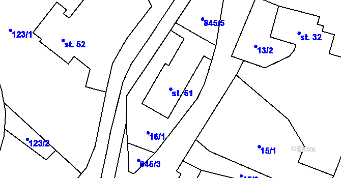 Parcela st. 51 v KÚ Břevenec, Katastrální mapa