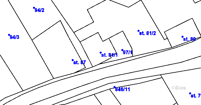 Parcela st. 81/1 v KÚ Břevenec, Katastrální mapa