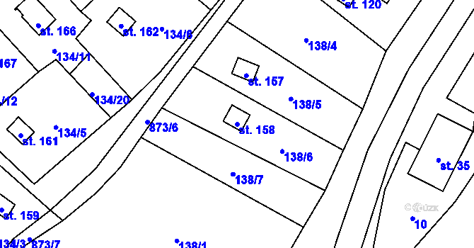 Parcela st. 158 v KÚ Břevenec, Katastrální mapa