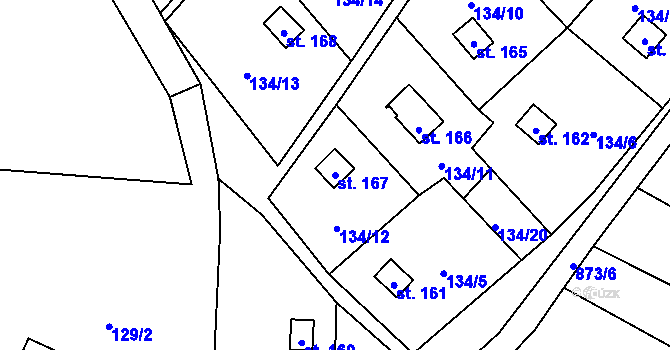 Parcela st. 167 v KÚ Břevenec, Katastrální mapa