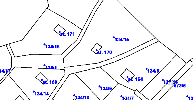 Parcela st. 170 v KÚ Břevenec, Katastrální mapa