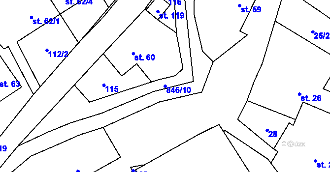 Parcela st. 846/10 v KÚ Břevenec, Katastrální mapa