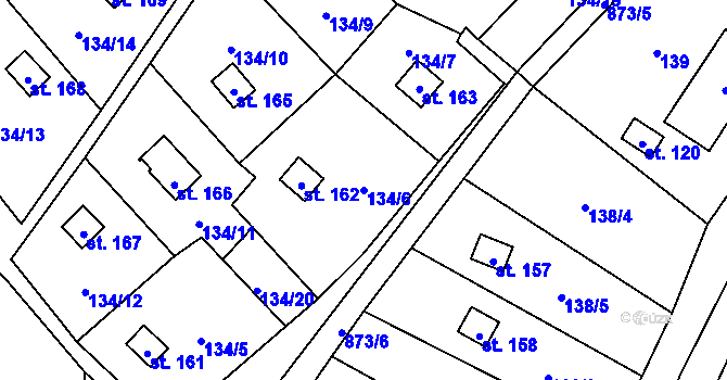 Parcela st. 134/6 v KÚ Břevenec, Katastrální mapa