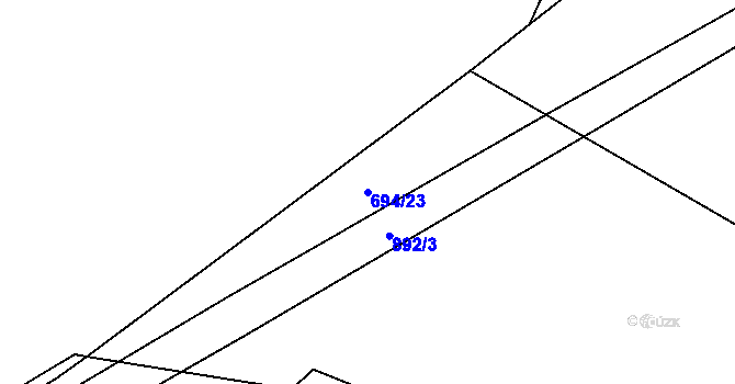 Parcela st. 694/23 v KÚ Břevenec, Katastrální mapa