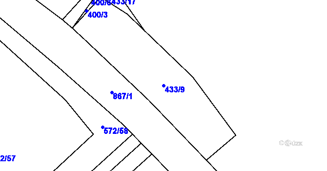 Parcela st. 433/9 v KÚ Břevenec, Katastrální mapa