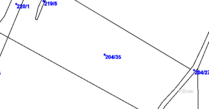 Parcela st. 204/35 v KÚ Břevenec, Katastrální mapa