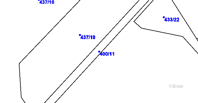 Parcela st. 400/11 v KÚ Břevenec, Katastrální mapa