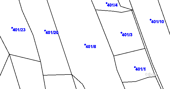 Parcela st. 401/8 v KÚ Břevenec, Katastrální mapa