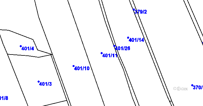 Parcela st. 401/11 v KÚ Břevenec, Katastrální mapa