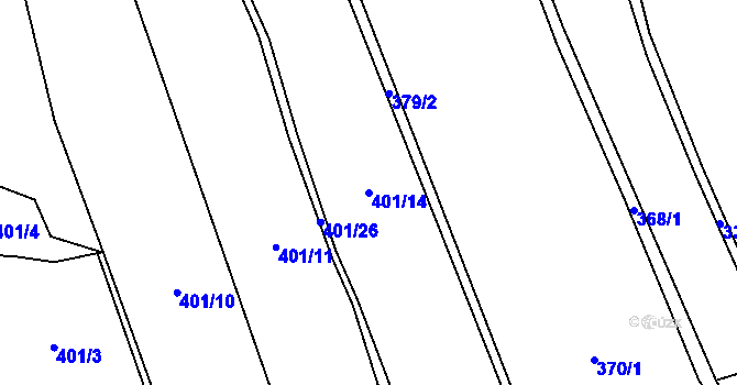 Parcela st. 401/14 v KÚ Břevenec, Katastrální mapa