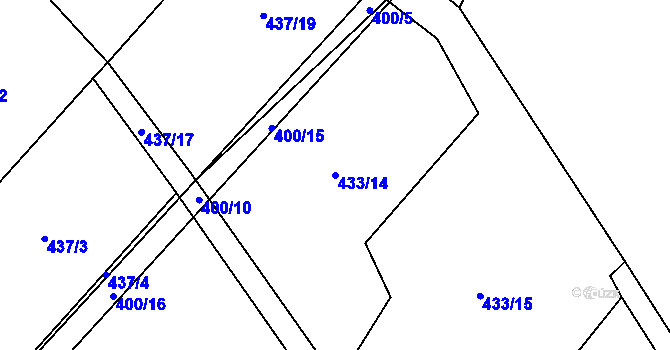 Parcela st. 433/14 v KÚ Břevenec, Katastrální mapa