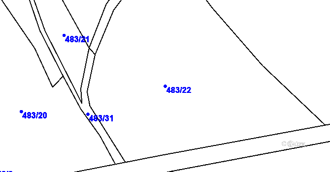 Parcela st. 483/22 v KÚ Břevenec, Katastrální mapa
