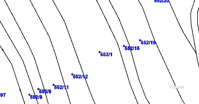 Parcela st. 552/1 v KÚ Břevenec, Katastrální mapa