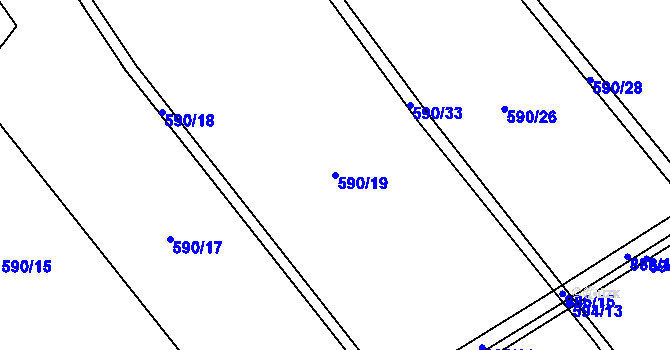 Parcela st. 590/19 v KÚ Břevenec, Katastrální mapa