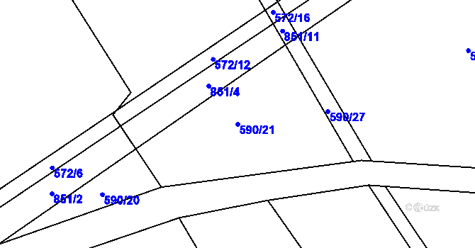 Parcela st. 590/21 v KÚ Břevenec, Katastrální mapa