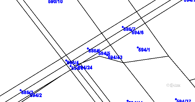 Parcela st. 594/5 v KÚ Břevenec, Katastrální mapa