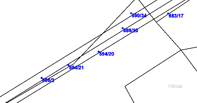 Parcela st. 594/20 v KÚ Břevenec, Katastrální mapa