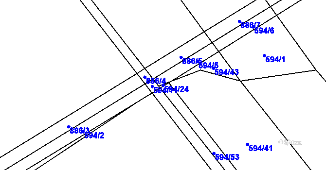 Parcela st. 594/24 v KÚ Břevenec, Katastrální mapa