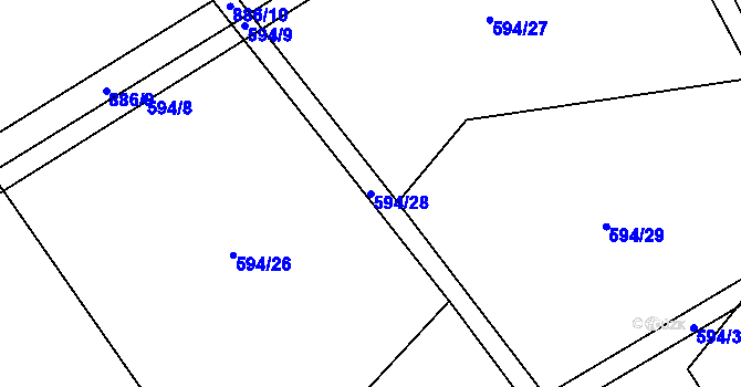 Parcela st. 594/28 v KÚ Břevenec, Katastrální mapa