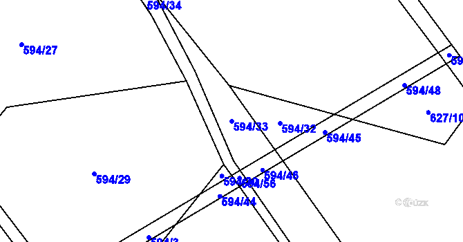 Parcela st. 594/33 v KÚ Břevenec, Katastrální mapa