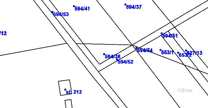Parcela st. 594/38 v KÚ Břevenec, Katastrální mapa