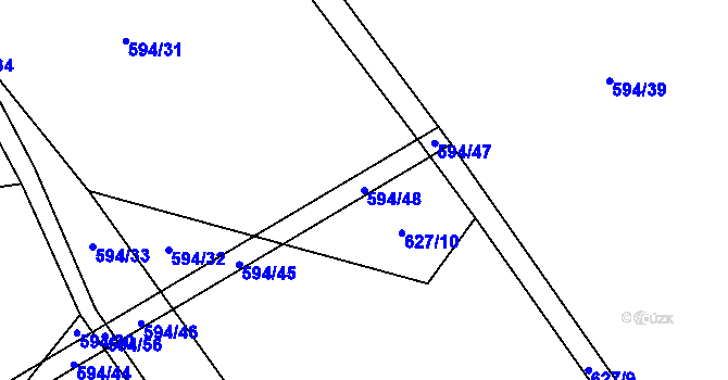 Parcela st. 594/48 v KÚ Břevenec, Katastrální mapa