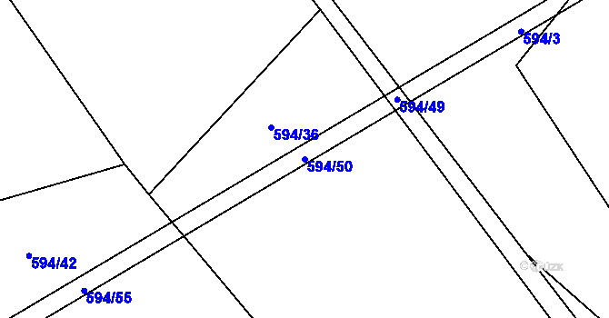 Parcela st. 594/50 v KÚ Břevenec, Katastrální mapa