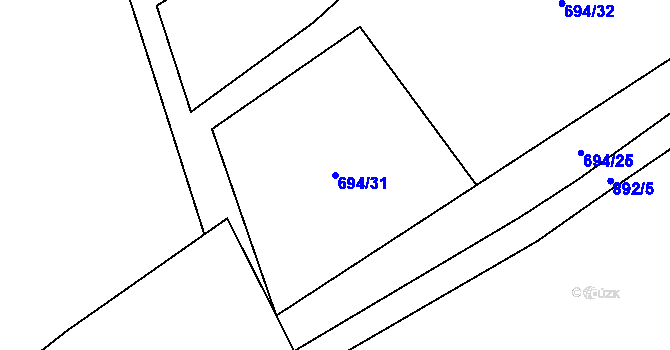 Parcela st. 694/31 v KÚ Břevenec, Katastrální mapa