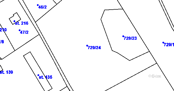 Parcela st. 729/24 v KÚ Břevenec, Katastrální mapa