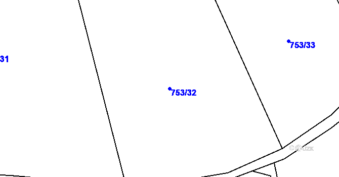 Parcela st. 753/32 v KÚ Břevenec, Katastrální mapa
