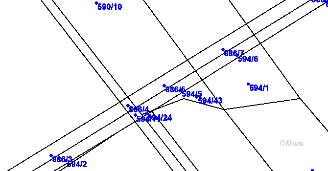 Parcela st. 886/5 v KÚ Břevenec, Katastrální mapa