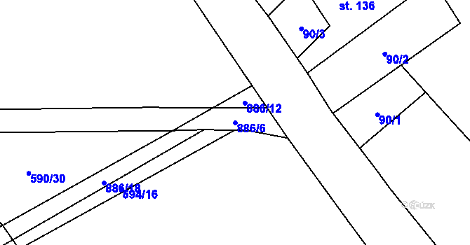 Parcela st. 886/6 v KÚ Břevenec, Katastrální mapa