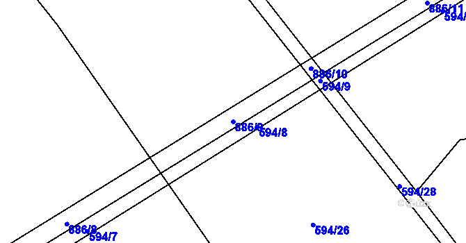 Parcela st. 886/9 v KÚ Břevenec, Katastrální mapa
