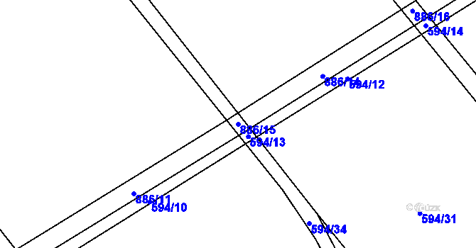 Parcela st. 886/15 v KÚ Břevenec, Katastrální mapa