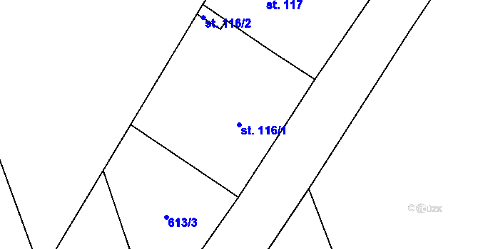 Parcela st. 116/1 v KÚ Břevenec, Katastrální mapa