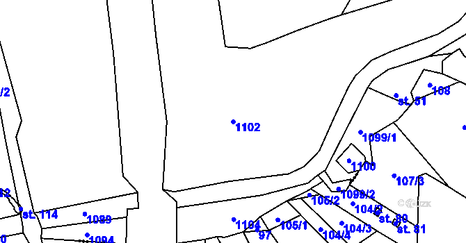 Parcela st. 1102 v KÚ Břevnice, Katastrální mapa