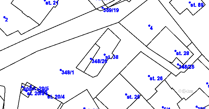 Parcela st. 38 v KÚ Břevnice, Katastrální mapa