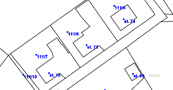 Parcela st. 73 v KÚ Břevnice, Katastrální mapa